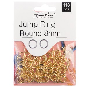 John Bead Must Have Findings Metal Gold 8mm Round Jump Rings for Jewelry Making Findings, 118 Pieces - 1 of 1