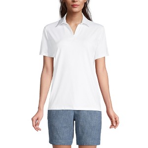 Lands' End Women's Short Sleeve Rapid Dry Sport Neck Polo Shirt - 1 of 4
