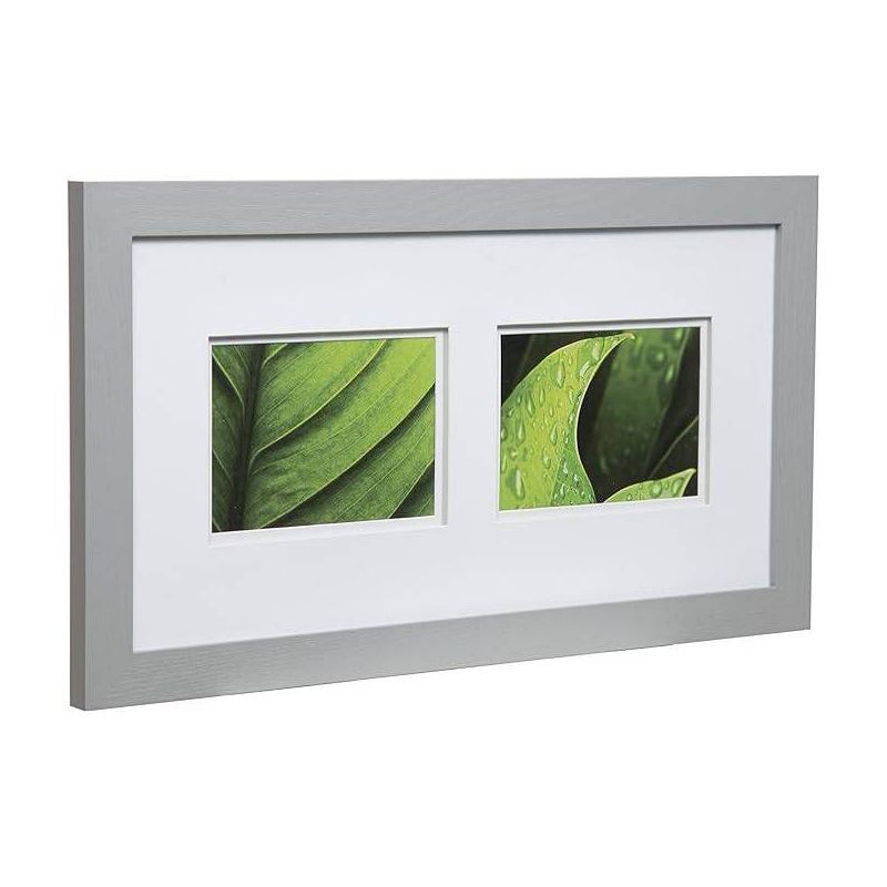 Gallery Solutions 10&#34;x20&#34; Flat Gray Wall Frame with Double White Mat 5&#34;x7&#34; Image, 2 of 5