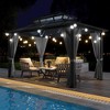 Patio Double Roof Permanent Hardtop Gazebo Pergola with Curtains - 3 of 4