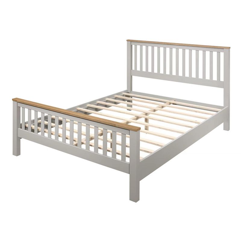 Country Solid Platform Bed with Oak Top Gray-ModernLuxe, 3 of 10