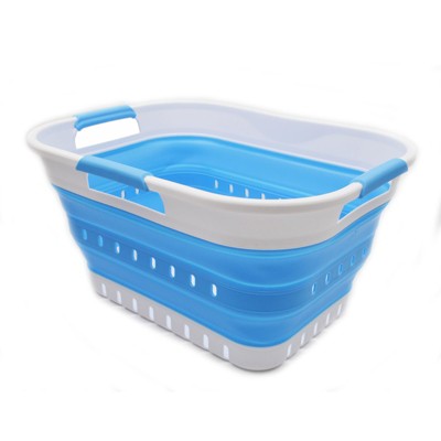 SAMMART 19L (5 Gallon) Collapsible Mini Plastic Laundry Basket with 3 Handles