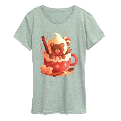 Women's - Instant Message - Holiday Bear Cocoa Mug Short Sleeve Graphic T-Shirt