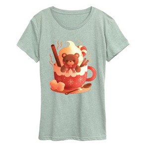 Women's - Instant Message - Holiday Bear Cocoa Mug Short Sleeve Graphic T-Shirt - 1 of 4