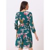 Allegra K Women's Boho Floral V Neck Tie Waist Long Sleeve Chiffon Wrap Midi Dress - 4 of 4