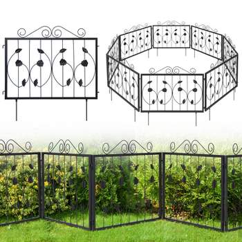 Costway Decorative Garden Fence with 8 Panels Outdoor Animal Barrier Landscape Border
