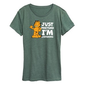 Women's - Garfield - Pretend Im Listening Short Sleeve Graphic T-Shirt - 1 of 4