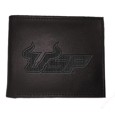 Evergreen NCAA South Florida Bulls Black Leather Bifold Wallet Officially Licensed with Gift Box