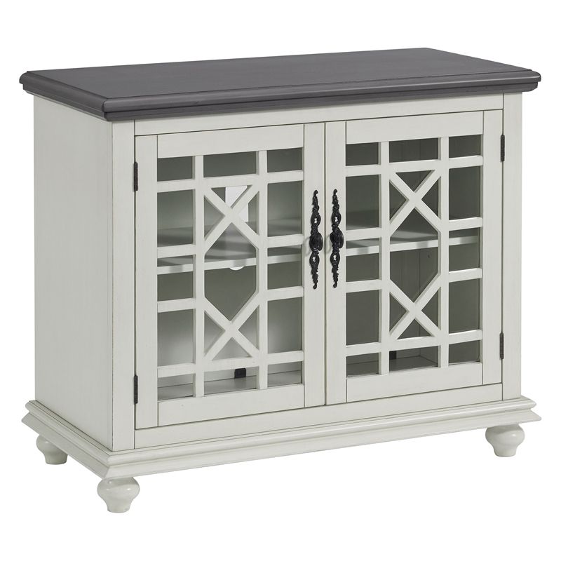 Martin Svensson Home Elegant Small Spaces TV Stand White with Gray Top, 4 of 9
