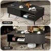 Garvee Fluted Coffee Table with Storage, Mid Century Dining Table with Sliding Door Panel and Wood Legs, Small Coffee Tables for Living Room - 3 of 4