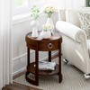 Costway  Side End Table with Drawer Storage Shelf Classic Accents Nightstand Walnut Elliptical - 2 of 4