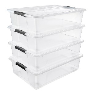 Sorbus 40qt Clear Underbed Stackable Storage Bins with Lids and Handles - Versatile storage for Clothing, Bedding, and more - 1 of 4