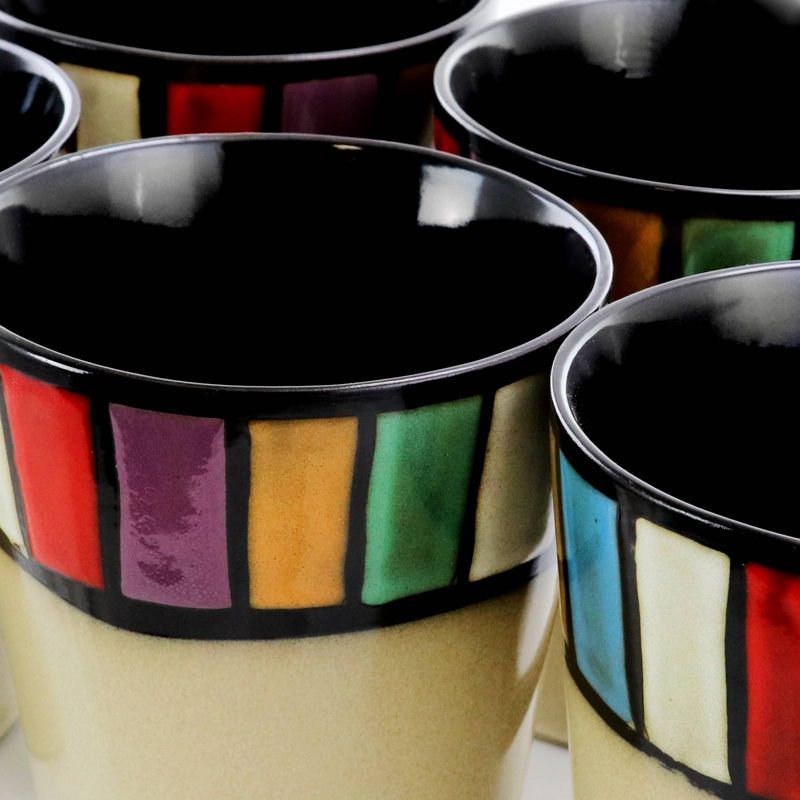 14oz 6pk Stoneware Color Tile Coffee Mugs - Elama, 5 of 6