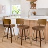 Bekrvio Swivel Counter Height Bar Stools Set of 1/2/3/4,26" Faux Leather Upholstered Bar Stools with Back & Bent Wood Frame for Kitchen Island - 2 of 4