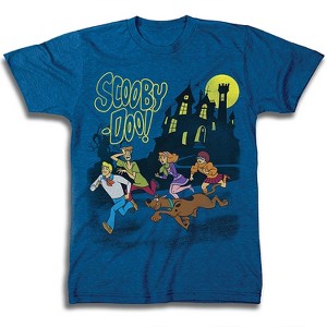 Mens Scooby Doo Throwback Shirt - Scooby Doo, Shaggy, Velma Tee - Throwback Classic T-Shirt (Royal Heather, Small) - 1 of 4