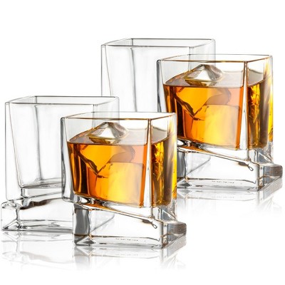 JoyJolt Carre Square Scotch Glasses, Old Fashioned Whiskey  Glasses 10-Ounce, Ultra Clear Whiskey Glass for Bourbon and Liquor Set Of 2  Glassware: Shot Glasses