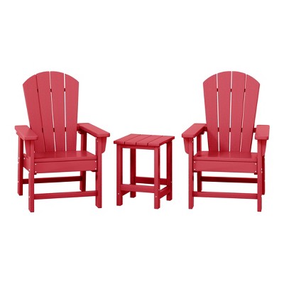 WestinTrends Malibu Kids 3-Piece Outdoor HDPE Adirondack Chairs With Square Side Table Set