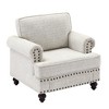 37.2" Chenille Modern Chair with Brown Legs, Upholstered Love Seat for Apartment, Bedroom - 3 of 4
