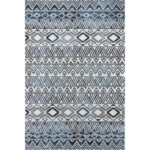 Nuloom Lucci Geometric 4x6 Machine Washable Indoor Area Rug for Living Room Bedroom Dining Room Kitchen, Blue/Ivory - 1 of 4