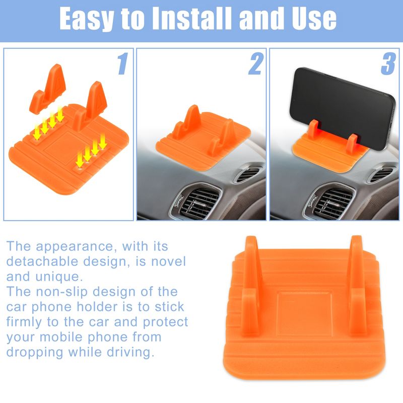 Unique Bargains Phone Holder for Car Dashboard Mat Rubber Pad Mobile Phone Mount Holder 4.33"x3.54"x1.69", 5 of 7
