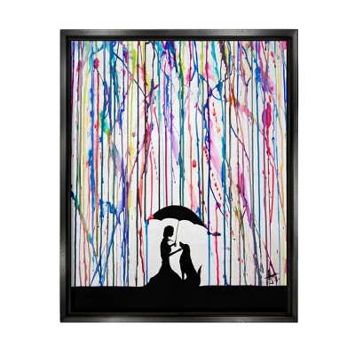 Stupell Industries Modern Vivid Drip Silhouette Couple Framed Floater Canvas Wall Art