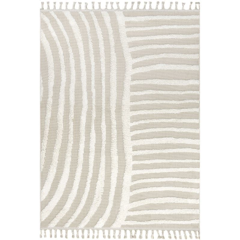 nuLOOM Ianthe Abstract Stripes High-Low Tasseled Area Rug, 1 of 10