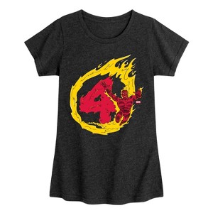 Girls' - Marvel - Fantastic Four Human Torch 4 Fitted Short Sleeve Graphic T-Shirt - 1 of 4