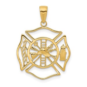 Black Bow Jewelry 14k Yellow Gold Fireman Shield Pendant - 1 of 4