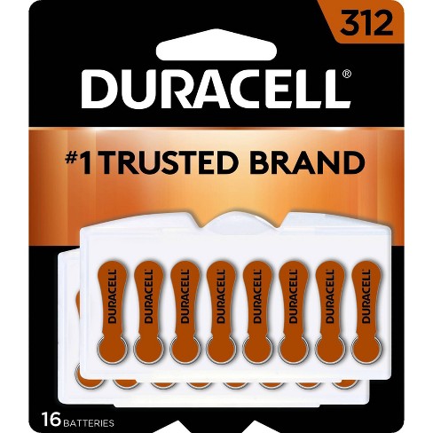 Duracell Size 312 Hearing Aid Batteries 16 Pack Easy Fit Tab Target