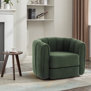 Coolbibila 360° Modern Teddy Fabric Upolstered Round Swiel Accent Chair,Comfy Living Room Bedroom Swiel Barrel Armchair,Single Seater Sofa - 1 of 4