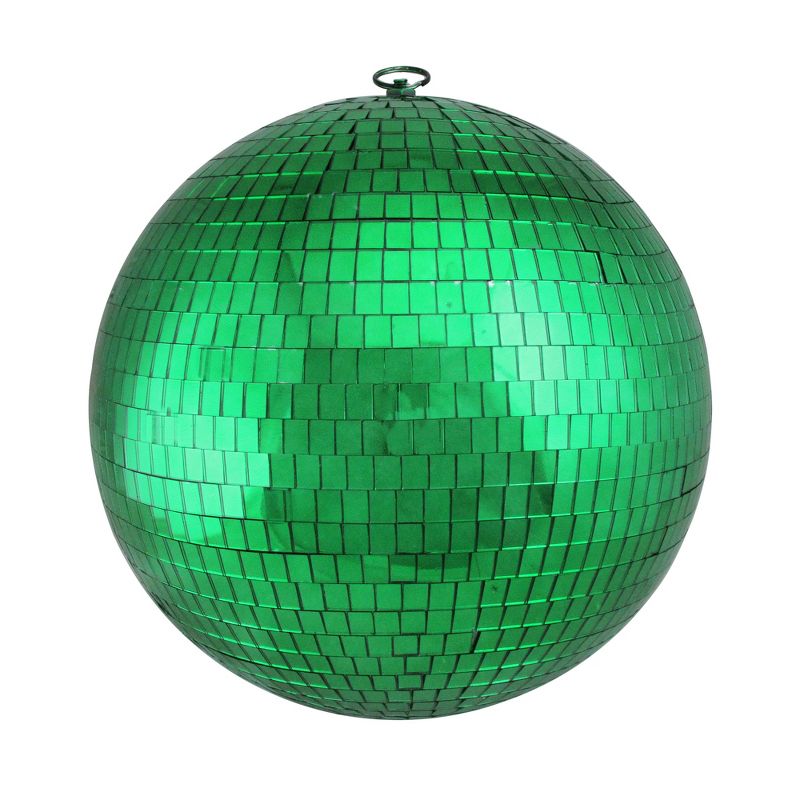 Northlight 12" Mirrored Glass Disco Ball Christmas Ornament - Green, 1 of 2