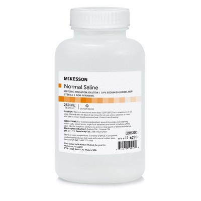 McKesson Irrigation Solution - OTC 250 mL Not for Injection Sterile Bottle, Screw Top 24 per Case 37-6270
