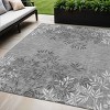 Gray Charcoal And Ivory Floral Washable Indoor Outdoor Area Rug - 2 of 4