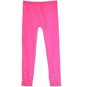 Memoi Girls' Lovely Lace Comfort Stretch Leggings Black - 1 of 2