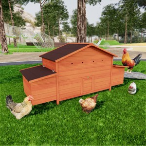 LAOTIES Large Wooden Chicken Coop,Outdoor Hen House With Nesting Boxes,Free Range Doors,Predator Proof Latches,Waterproof And Ventilated,Brick Red - 1 of 4
