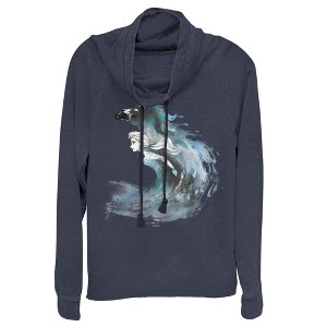 Juniors Womens Frozen 2 Elsa Horse Water Spirit Cowl Neck Sweatshirt - 1 of 3