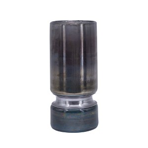 AZL1 Life Concept Decorative Vases, Modern Hourglass Vase with Smokey Hue for Contemporary Tabletop Decor, Blue, 4.7"*4.7"*10.6" - 1 of 4