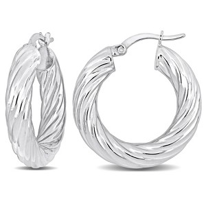 EVERLY JEWELRY | Sterling Silver 25x5mm Round Twist Hoop Earrings - 1 of 4