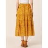 INSPIRE CHIC Women's Floral Elastic Waist Tiered Ruffle Boho Midi Skirts - 4 of 4