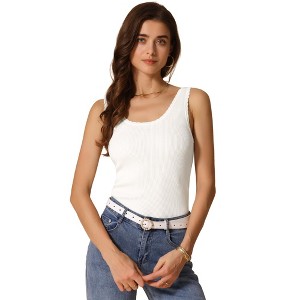 INSPIRE CHIC Women's Crew Neck Sleeveless Ribbed Tank Top - 1 of 4