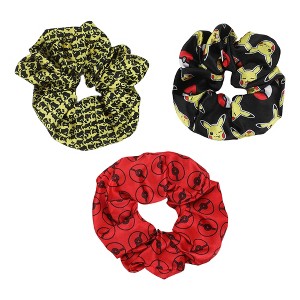 Pokemon Pikachu & Pokeballs AOP 3-Pack Scrunchies - 1 of 4
