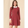 Allegra K Women's Peter Pan Collar Long Sleeve Plaid Shirt Dress - 2 of 4