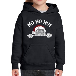 LA Pop Art Peeking Santa - Girl's Word Art Hooded Sweatshirt - 1 of 4
