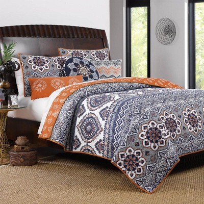 Greenland Home Fashion Medina High Quality Medallion Print Comfort Bedding Set - Saffron