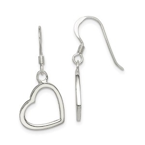 Black Bow Jewelry 12mm Open Heart Dangle Earrings in Sterling Silver - 1 of 4
