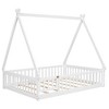CAVINAS Kids Toddler Bed with Guardrails,Floor Bed with Tent-shaped Design,Twin/Full Size Montessori Bed for Bedroom,White/Brown/Gray/Off-White - 4 of 4