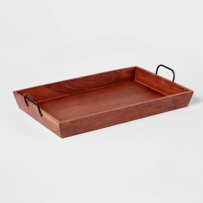 16x24 Rectangular Wood Serving Tray With Metal Handles Brown/copper -  Hearth & Hand™ With Magnolia : Target