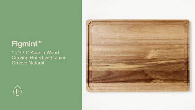 14&#34;x20&#34; Acacia Wood Carving Board with Juice Groove Natural - Figmint&#8482;, 2 of 6, play video