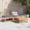 vidaXL Patio Lounge Set with Cushions 4 Piece - Solid Acacia Wood, Dark Gray Cushions, Modular Design for Garden/Patio - 3 of 4