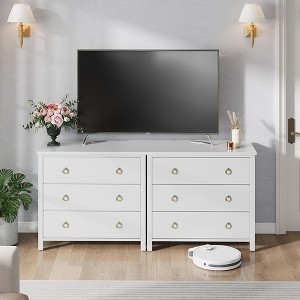coucheta Round Handle Chest of Drawers Flat Panel Dresser Wooden Bedroom Storage - 1 of 4